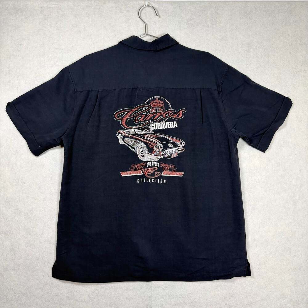 Cubavera Shirt Mens Large Carros Embroidered 1959 Chevrolet Impala Car Hawaii